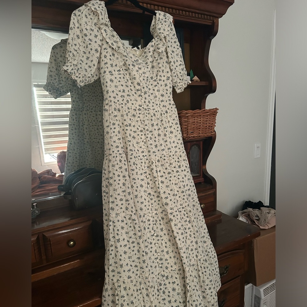 Floral Print Puff Sleeve Dress